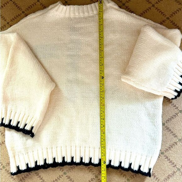Grey Bandit ivory and black chunky crew neck sweater NWOT S - Picture 9 of 10